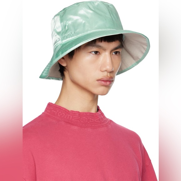 Acne Studios Reversible Mint & Gray Embroidered Bucket Hat - Picture 1 of 6